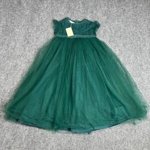 Trish Scully Child Emerald Green Tulle Lace Ruffle Dress Kids Size 7 NWT - Flaw